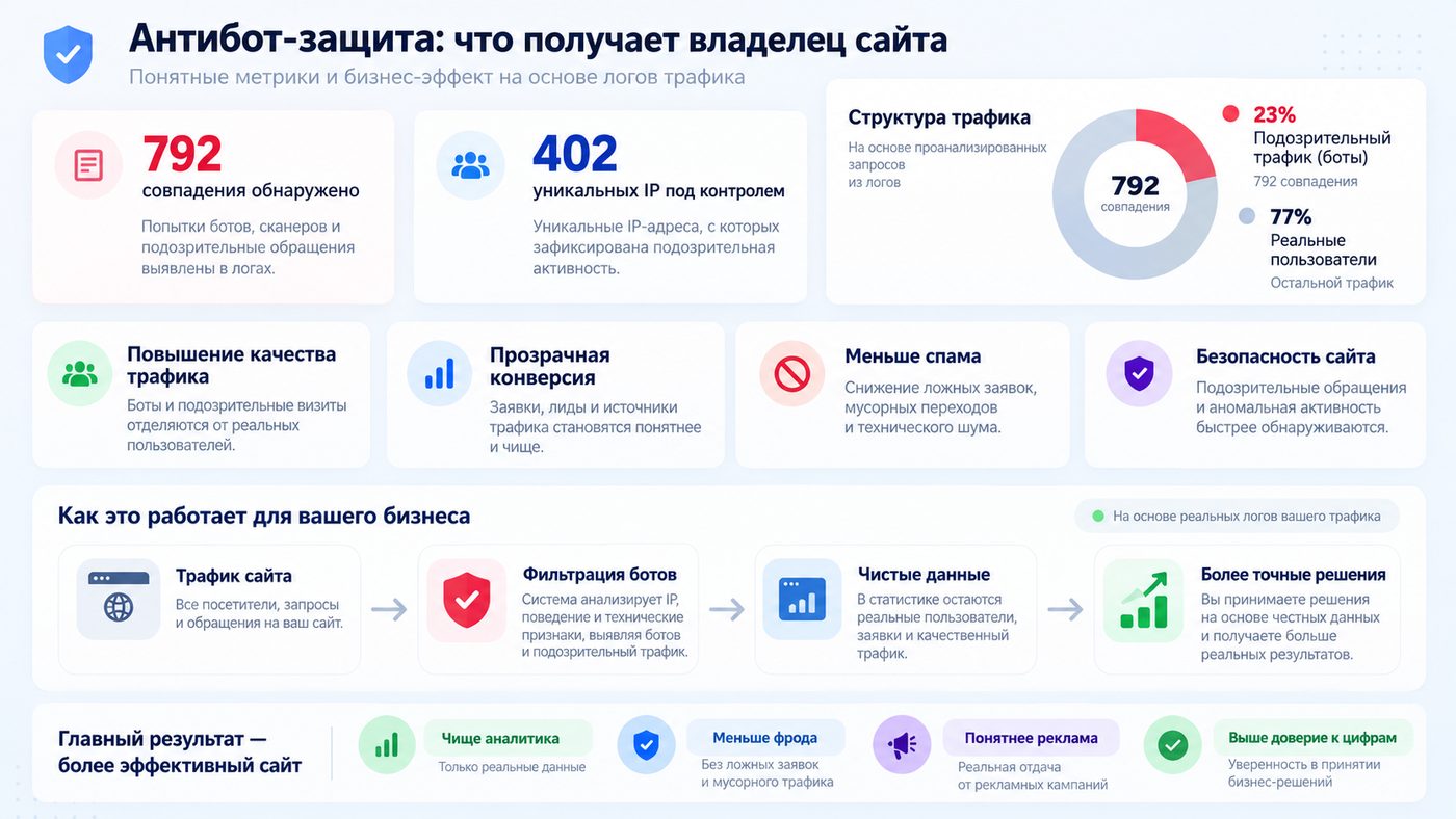Отчёт по итогам проверки: структура трафика, доля ботов и эффект для бизнеса